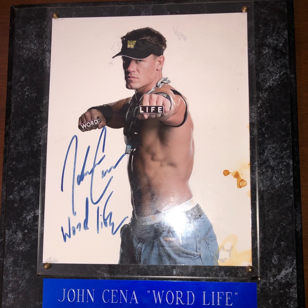 John Cena autograph photo mounted plaque